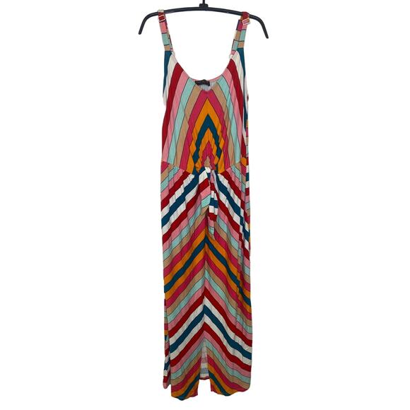 Lane Bryant Colorful Chevron Stripe Mid-Calf Sheath Dress EUC Sz 14/16 Knit - Picture 1 of 15